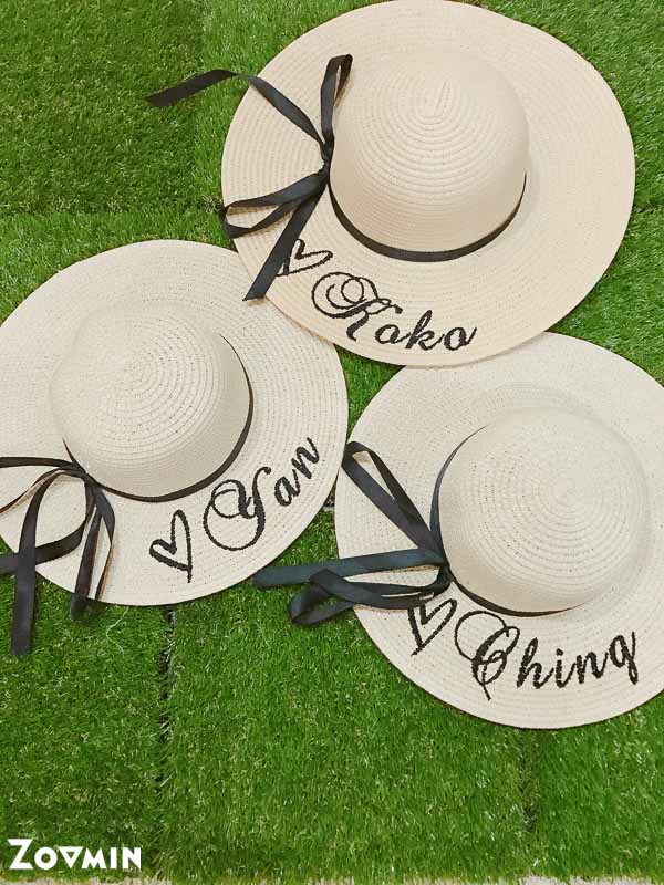 愛心圖案的親子草帽